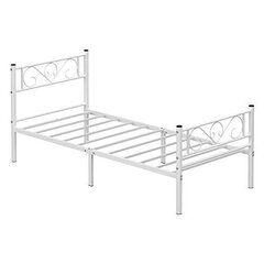 Valge metallist üheinimesevoodiraam 90x190 cm цена и информация | Кровати | kaup24.ee