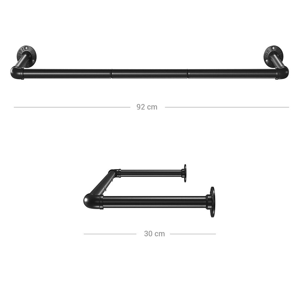 Seinale kinnitatav riidenagi 92 x 30 x 7,5 cm, musta värvi hind ja info | Riidestanged ja nagid | kaup24.ee