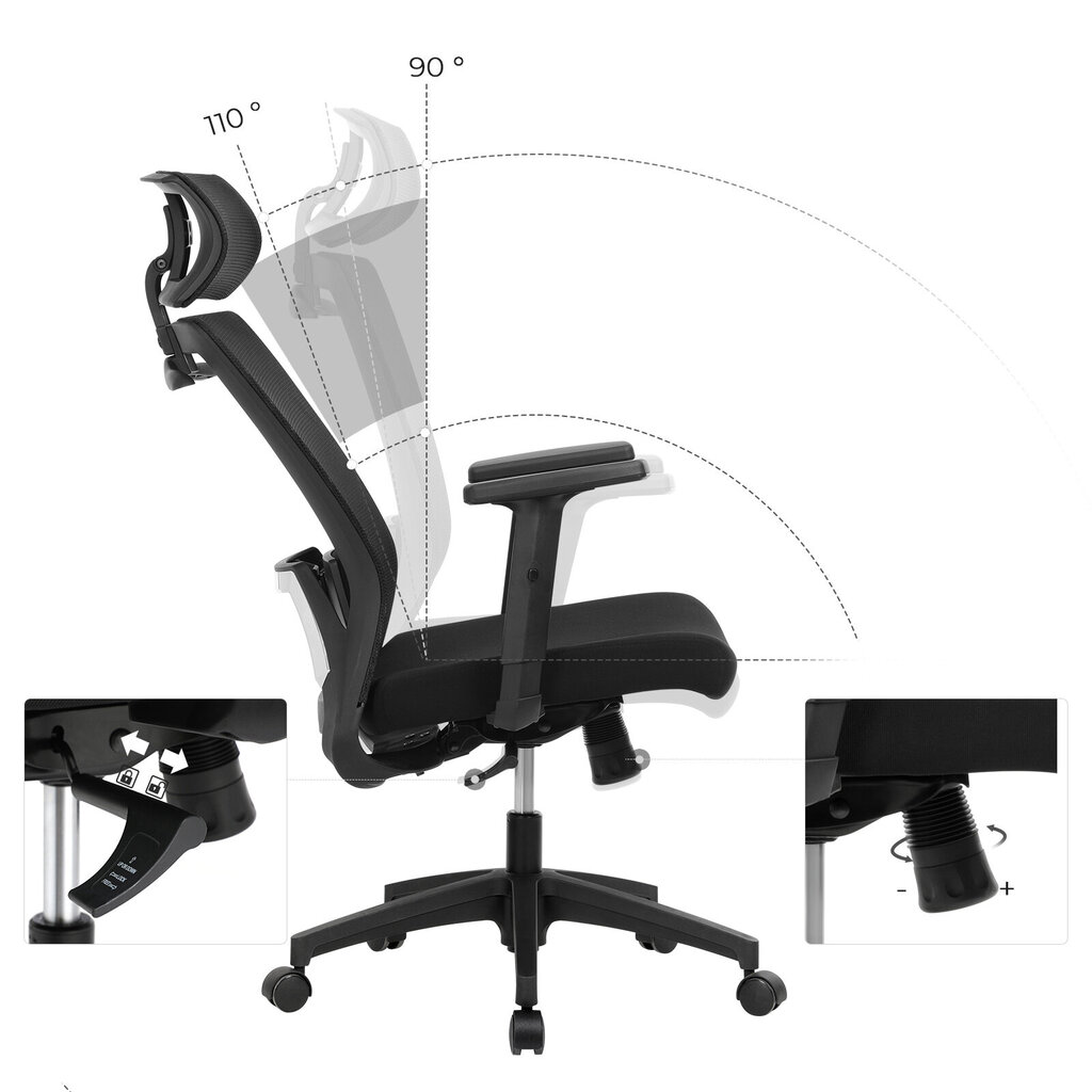 Kontoritool OBN057B02, must цена и информация | Kontoritoolid | kaup24.ee