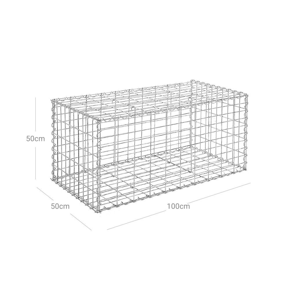 Gabioon 100 x 50 x 50 cm. GGB155, hõbedane värv hind ja info | Aiad ja tarvikud | kaup24.ee