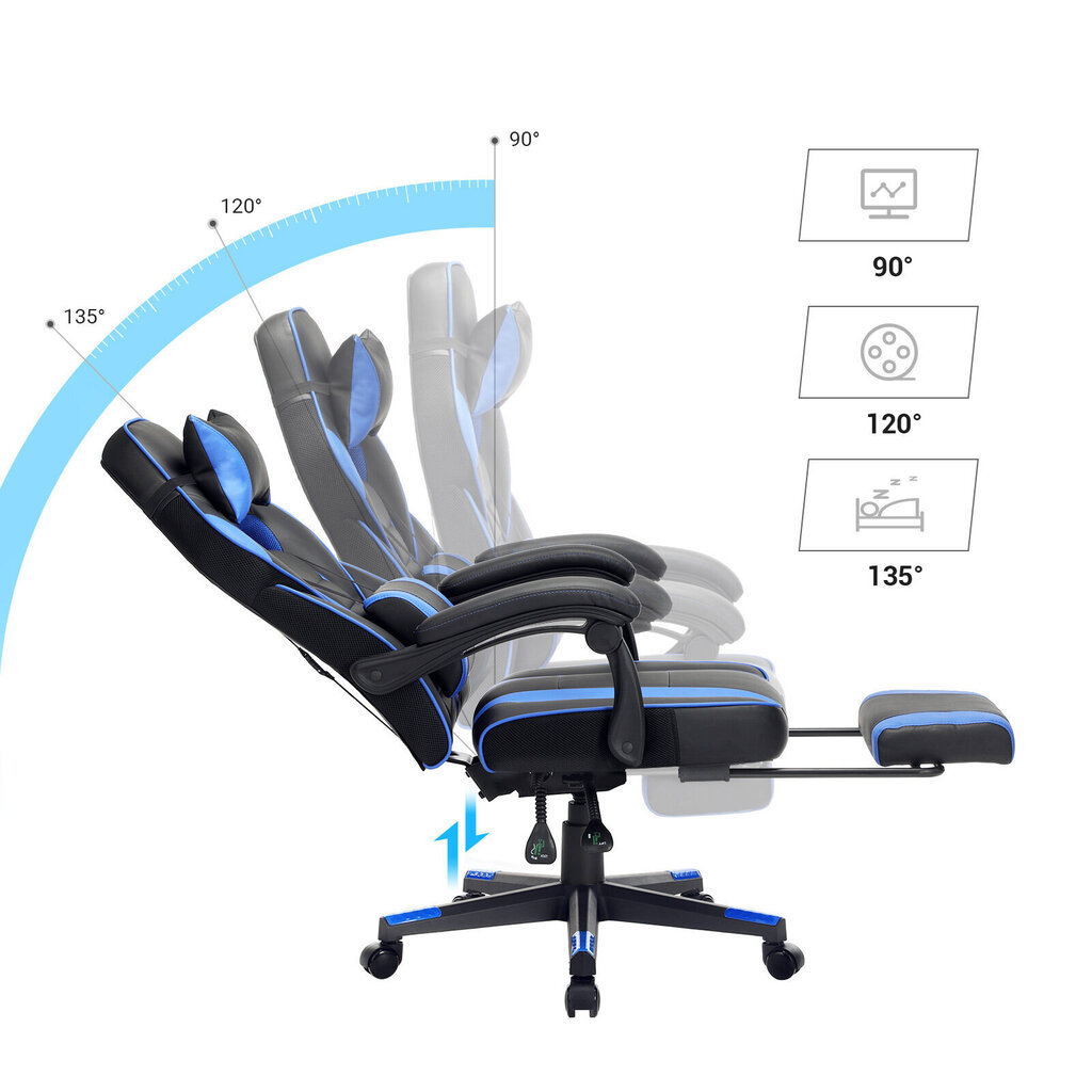 Mänguritool OBG073B04, must/sinine hind ja info | Kontoritoolid | kaup24.ee