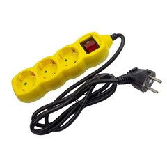 Удлинитель с выключателем на 3 розетки Entac, 1.5 м, 16А, желтый цена и информация | Удлинители | kaup24.ee