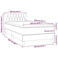 vidaXL kontinentaalvoodi madratsiga, tumepruun, 100x200 cm, kangas hind ja info | Voodid | kaup24.ee