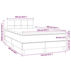 vidaXL kontinentaalvoodi madratsiga, kreemjas, 120x200 cm, kangas hind ja info | Voodid | kaup24.ee