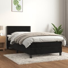 vidaXL kontinentaalvoodi madratsiga, must, 80x200 cm, samet hind ja info | Voodid | kaup24.ee