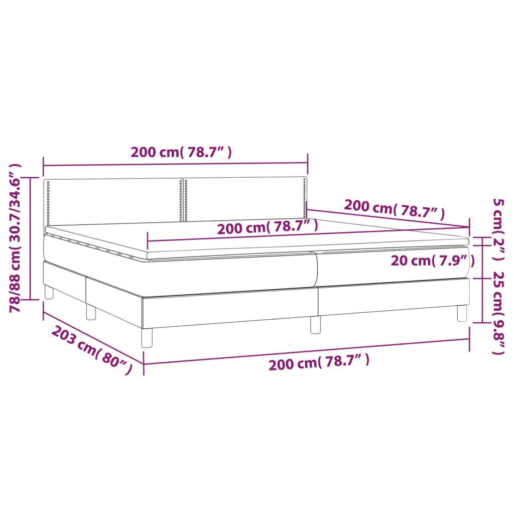 vidaXL kontinentaalvoodi madratsiga, roosa, 200x200 cm, samet hind ja info | Voodid | kaup24.ee