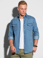 рубашка с длинными рукавами k567 - синяя цена и информация | Мужские рубашки | kaup24.ee