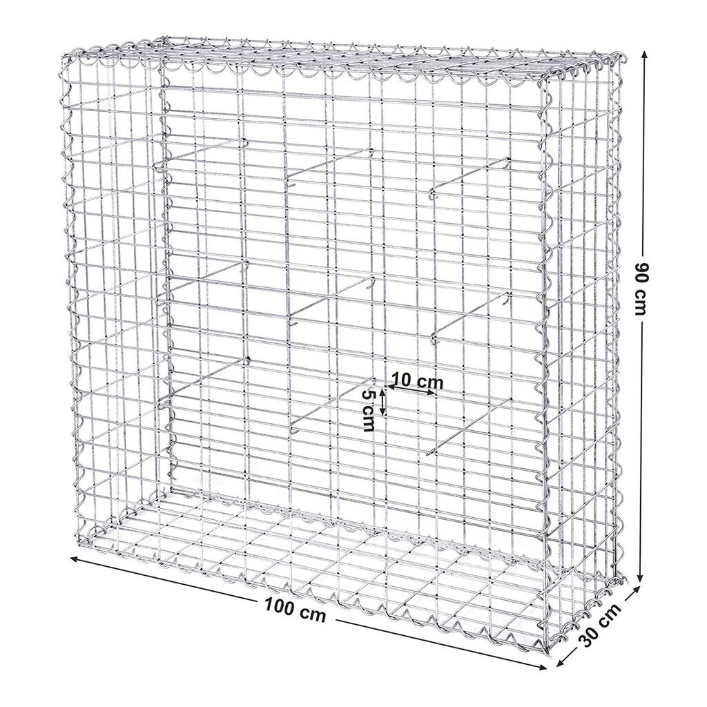 Gabioon 100 x 95 x 30 cm. GGB193, hõbedane värv hind ja info | Aiad ja tarvikud | kaup24.ee