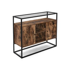 Боковой шкаф со стеклянной поверхностью LSC014B01, коричневый/черный цена и информация | Шкафчики в гостиную | kaup24.ee