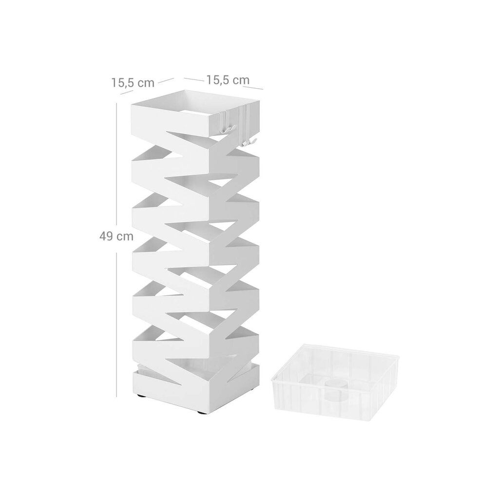 Neljakandiline alus vihmavarjudele 15,5x15,5x49 cm, valge hind ja info | Sisustuselemendid | kaup24.ee