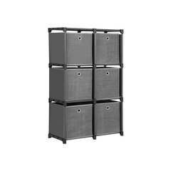 Полка с 6 тканевыми кубиками 105 х 105 х 30 см., 6 отделений, цвет серый цена и информация | Полки | kaup24.ee