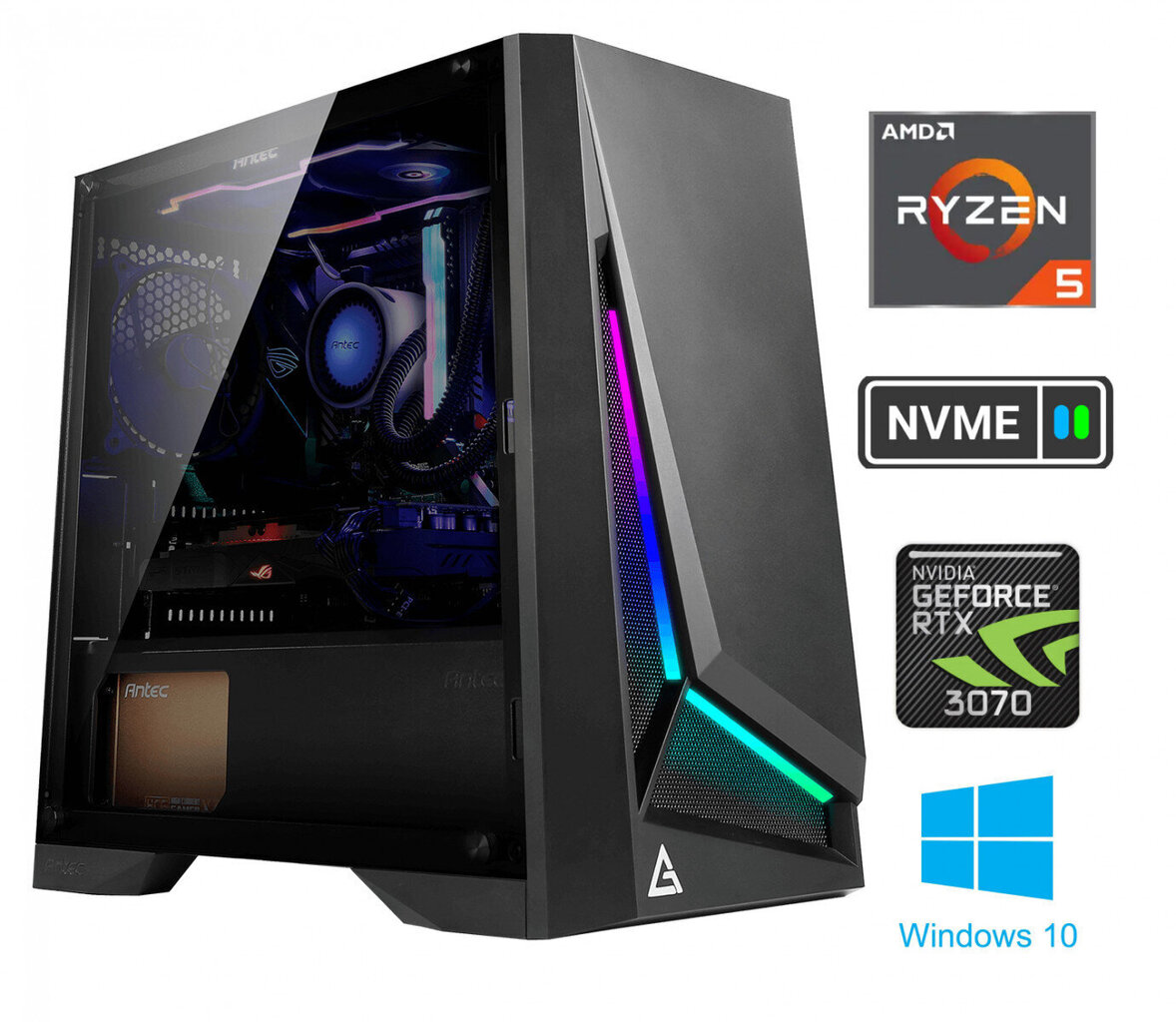 Ryzen 5 4600G 32GB 1TB SSD NVME RTX 3070 Windows 10 hind ja info | Lauaarvutid | kaup24.ee