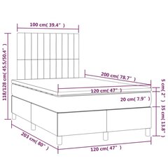 vidaXL kontinentaalvoodi madratsiga, tumehall, 120x200 cm, kangas hind ja info | Voodid | kaup24.ee