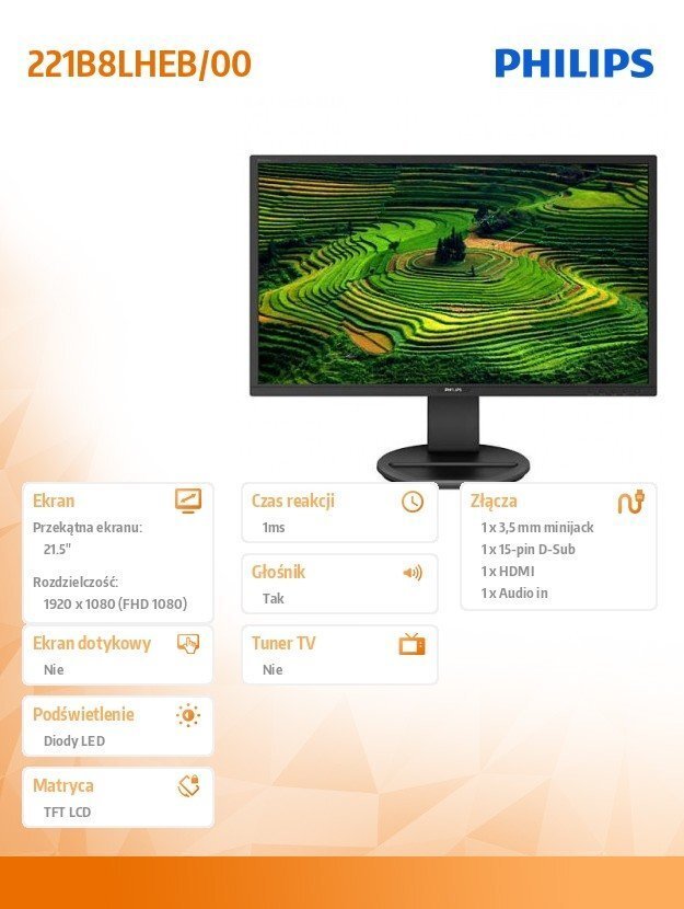 Philips 221B8LHEB/00 цена и информация | Monitorid | kaup24.ee