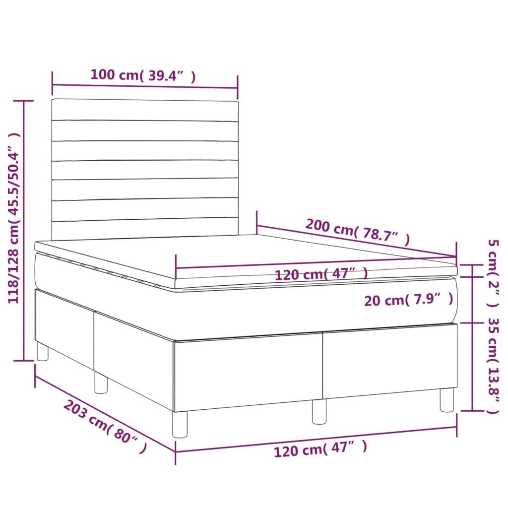 vidaXL kontinentaalvoodi madratsiga, sinine, 120x200 cm, kangas hind ja info | Voodid | kaup24.ee