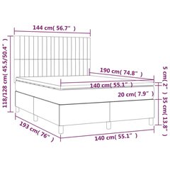 vidaXL kontinentaalvoodi madratsiga, helehall, 140x190 cm, kangas hind ja info | Voodid | kaup24.ee