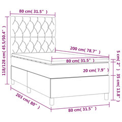 vidaXL kontinentaalvoodi madratsiga, must, 80x200 cm, kangas hind ja info | Voodid | kaup24.ee