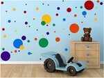 Разноцветные виниловые наклейки в горошек Стикеры на стену в детскую комнату - 132 шт.