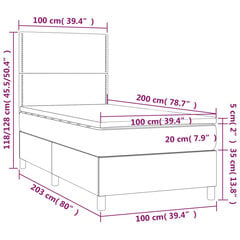 vidaXL kontinentaalvoodi madratsiga, valge, 100x200 cm, kunstnahk цена и информация | Кровати | kaup24.ee