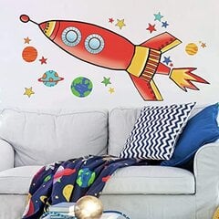 Vinüülist seinakleebis raketi ja ruumi kleebis lasteaiale - 34 x 122 cm hind ja info | Seinakleebised | kaup24.ee