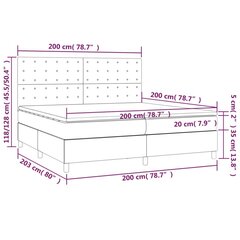 vidaXL kontinentaalvoodi madratsiga, valge, 200x200 cm, kunstnahk цена и информация | Кровати | kaup24.ee