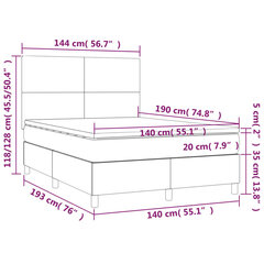 vidaXL kontinentaalvoodi madratsiga, tumeroheline, 140x190 cm, samet hind ja info | Voodid | kaup24.ee