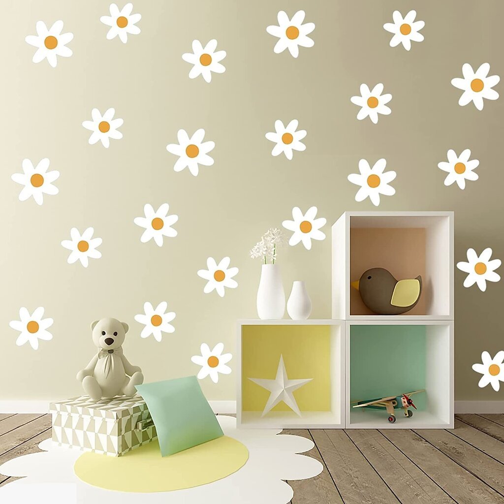 Vinüülist seinakleebised Daisies Decor lasteaeda, elutuppa ja magamistuppa - 24 tk. цена и информация | Seinakleebised | kaup24.ee