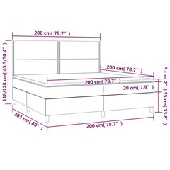 vidaXL kontinentaalvoodi madratsiga, tumeroheline, 200x200 cm, samet hind ja info | Voodid | kaup24.ee