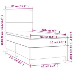 vidaXL kontinentaalvoodi madratsiga, tumesinine, 80x200 cm, samet цена и информация | Кровати | kaup24.ee