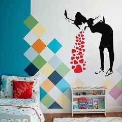 Виниловая наклейка на стену Banksy Love Stick Girl With Hearts Стикер девушка и сердечки Забавный декор интерьера - 120 х 88 см цена и информация | Декоративные наклейки | kaup24.ee
