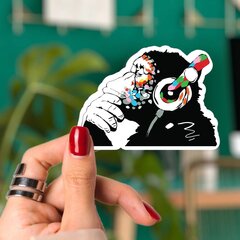 Banksy Monkey vinüülkleebis – pimedas helendav kleebis – 7,6 x 5,5 cm цена и информация | Декоративные наклейки | kaup24.ee