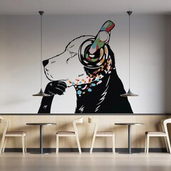 Виниловая наклейка на стену Думающая собака в наушниках с прозрачным фоном Декор интерьера - 200 х 137 см цена и информация | Декоративные наклейки | kaup24.ee