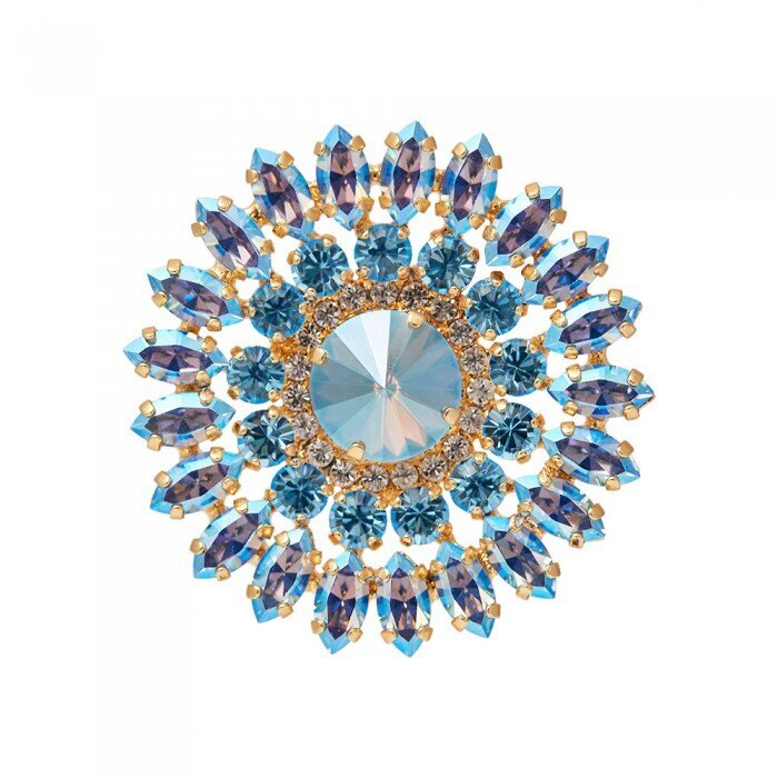 Naiste pross DiamondSky "Lotus (Light Sapphire Shimmer / Aquamarine)" Swarovski kristallidega DS00BR177 цена и информация | Prossid | kaup24.ee