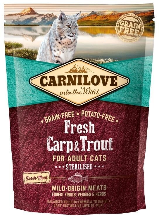 Carnilove Fresh Carp & Trout for Sterilised kassitoit 400g hind ja info | Kuivtoit kassidele | kaup24.ee