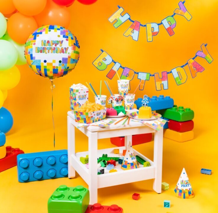 Kaunistusriba "Happy Birthday" Block Party, 180 x 17cm 9470 hind ja info | Peokaunistused | kaup24.ee
