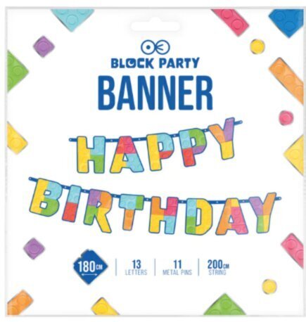 Kaunistusriba "Happy Birthday" Block Party, 180 x 17cm 9470 hind ja info | Peokaunistused | kaup24.ee