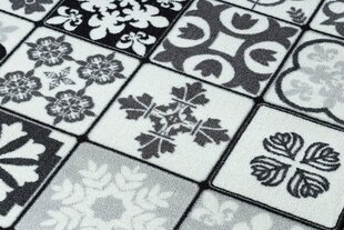 Rugsx ковровая дорожка Azulejo Patchwork, Лиссабонская плитка, серая / чёрная цена и информация | Ковры | kaup24.ee