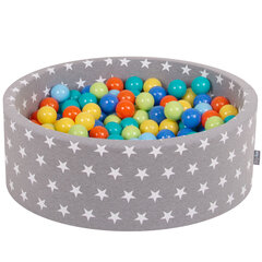 KiddyMoon pehme ümmargune pallimeri 90 x 30 cm / 200 palli ∅ 7 cm / 2.75In Playballs with Stars, Certified Made In The EU, erinevad värvid hind ja info | Imikute mänguasjad | kaup24.ee