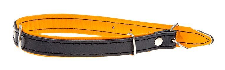 Musta värvi kaelarihm Amibelle oranži sisemusega, XL цена и информация | Kaelarihmad ja traksid koertele | kaup24.ee