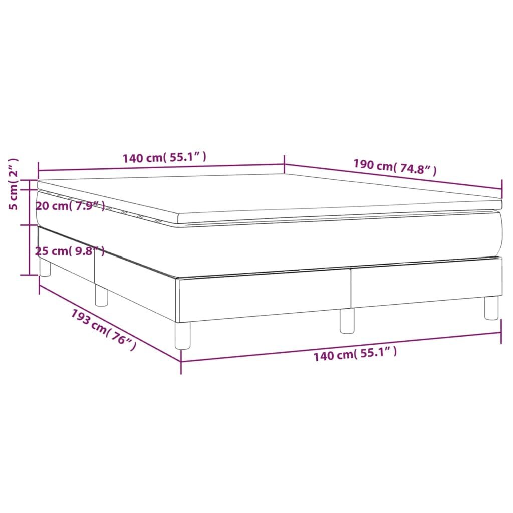 vidaXL kontinentaalvoodi madratsiga,must, 140x190 cm, kangas hind ja info | Voodid | kaup24.ee