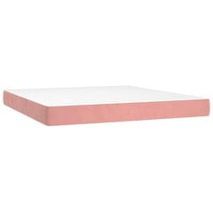 vidaXL kontinentaalvoodi madratsiga, roosa, 160x200 cm, samet цена и информация | Кровати | kaup24.ee