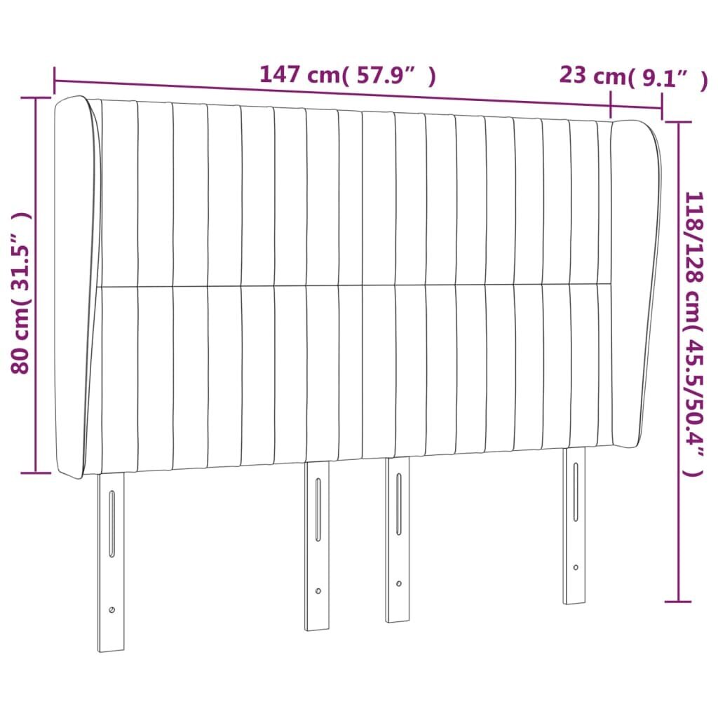 vidaXL voodipeats servadega, must, 147x23x118/128 cm, samet цена и информация | Voodid | kaup24.ee