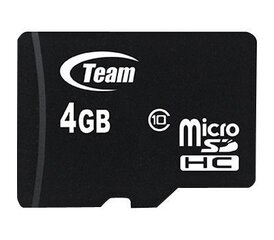 Карта памяти Flash Micro-SD 4GB Team C10 1Adp цена и информация | Карты памяти для телефонов | kaup24.ee