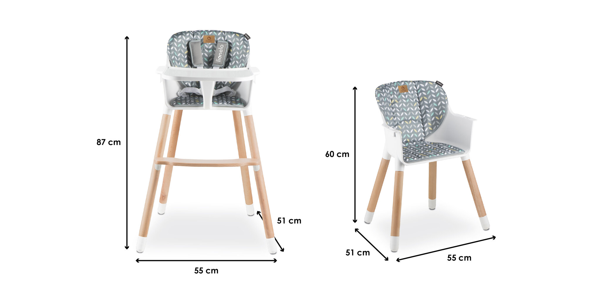 Söögitool Lionelo Koen 2 in 1, hall hind ja info | Laste söögitoolid | kaup24.ee