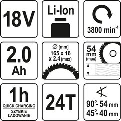 Akuketassaag Yato YT-82810 18V hind ja info | Yato Sanitaartehnika, remont, küte | kaup24.ee