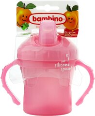 Tass silikoonist tilaga Bambino Easy Sip, roosa hind ja info | Lutipudelid ja aksessuaarid | kaup24.ee