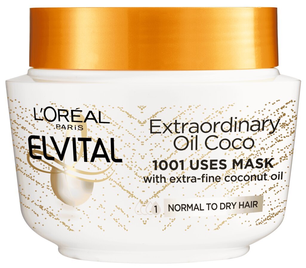 Juuksemask kookosõliga L'Oreal Paris Elvital Extraordinary Oil 300 ml hind ja info | Maskid, õlid, seerumid | kaup24.ee