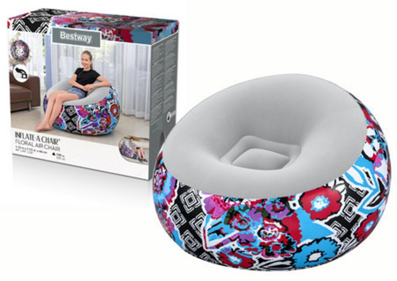 Täispuhutav tool Bestway Inflate-A-Chair Floral Street Art, 112 x 112 x 66 cm hind ja info | Täispuhutavad madratsid ja mööbel | kaup24.ee