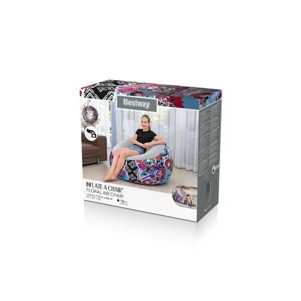 Täispuhutav tool Bestway Inflate-A-Chair Floral Street Art, 112 x 112 x 66 cm цена и информация | Täispuhutavad madratsid ja mööbel | kaup24.ee