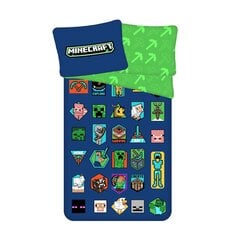 Voodipesukomplekt Minecraft Badges, 140x200 cm, 2-osaline hind ja info | Beebide ja laste voodipesu | kaup24.ee